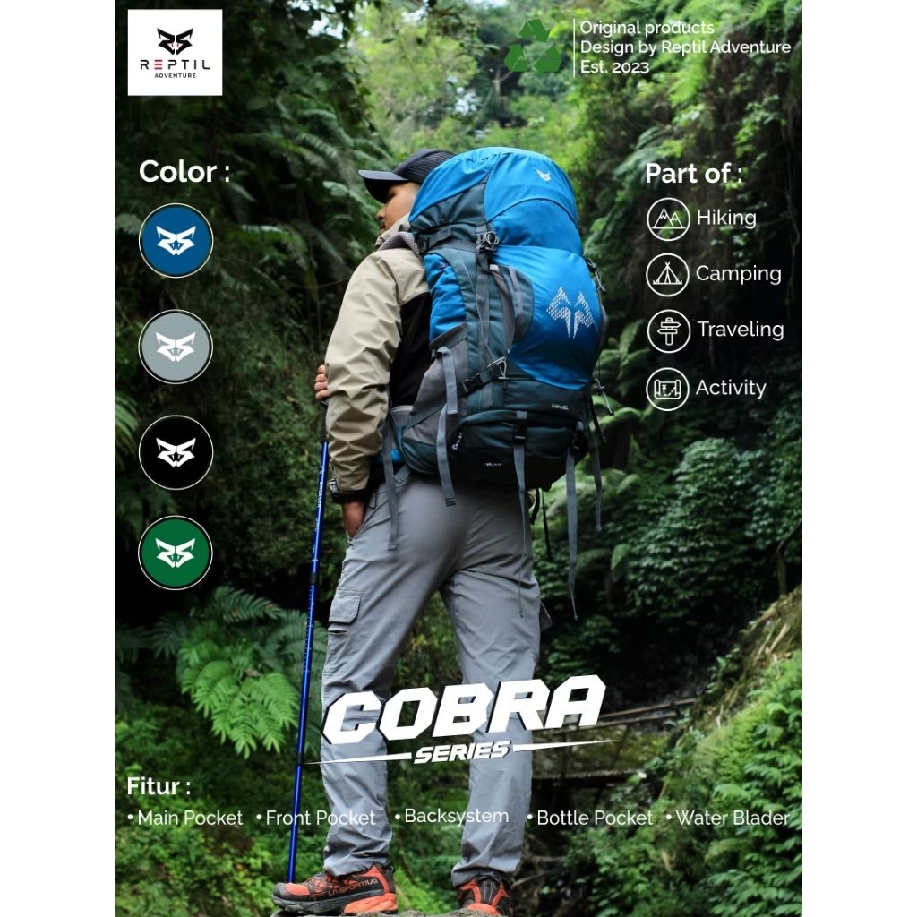 TAS CARRIER REPTIL ADVENTURE COBRA 60L ANTI GRAVITY Free Rain Cover