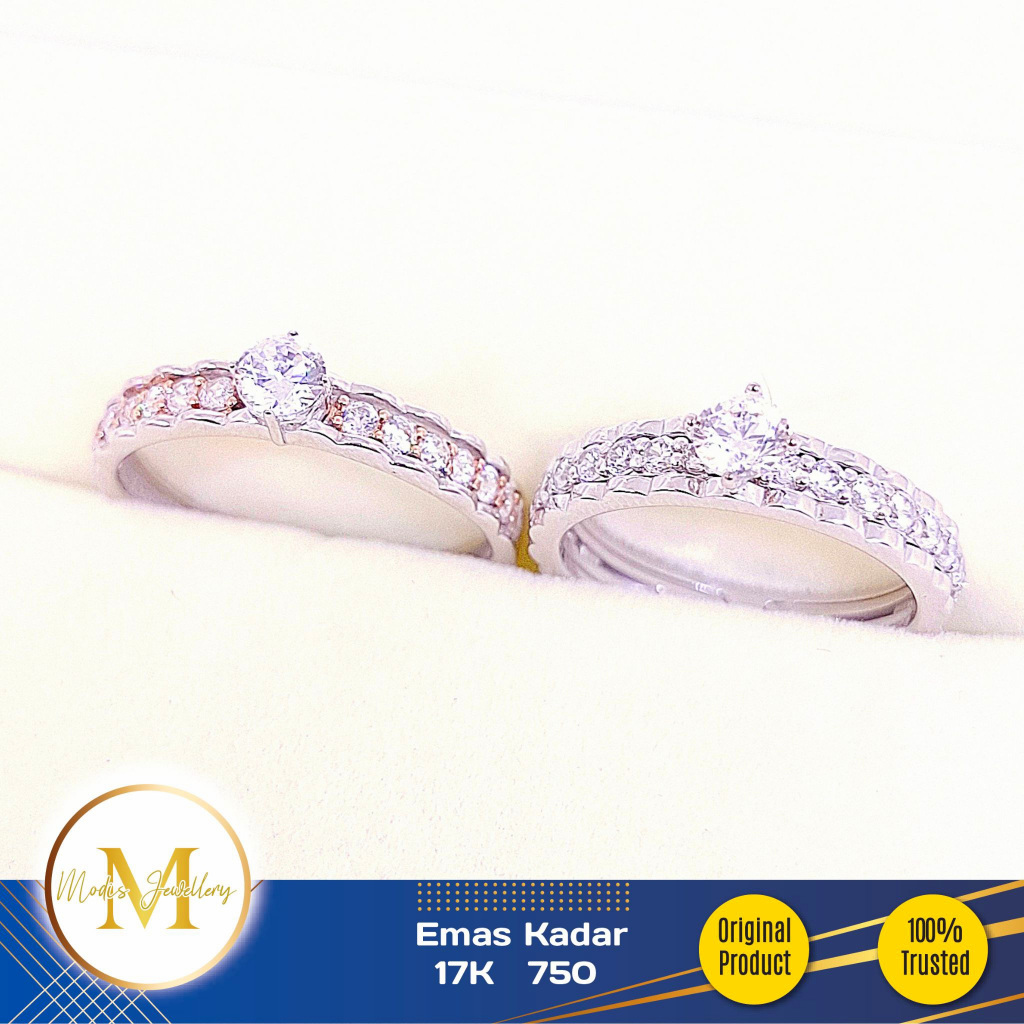 MODIS JEWELLERY - Cincin Roxe Solitaire Listring Putih - Emas 17K 750