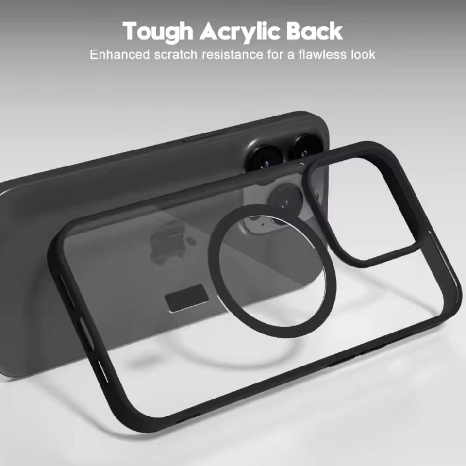 AvaGear Black Case Acrylic Anti Yellow Magsafe For iPhone 7 8 X Xs 11 12 13 Mini 14 15 16 17 Pro Max