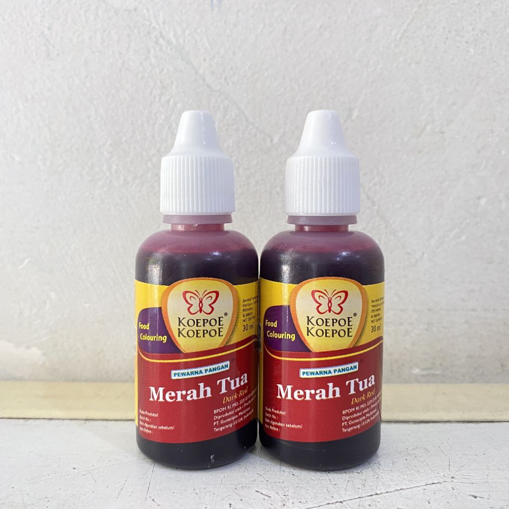 

Pewarna MERAH TUA koepoe koepoe 30ml | pewarna merah tua | pewarna kupu kupu