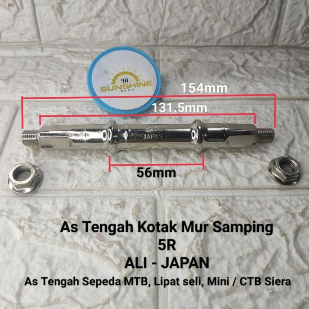 As Tengah BB Kotak Mur Samping 5R ALI JAPAN Untuk Crank Gear Tengah Sepeda MTB Lipat