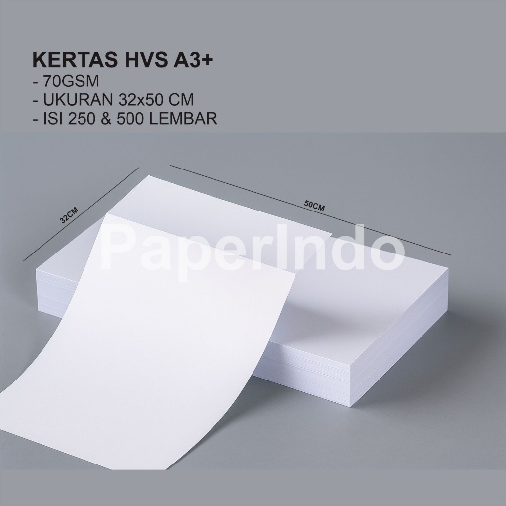 

Kertas HVS A3+ 70 gsm Warna Putih, Ukuran 32 x 50 cm, isi 250 lembar dan 500 lembar
