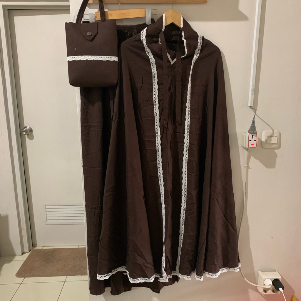 Mukena Rayon Twill Premium Jumbo - Mukena Twill Jumbo warna Mahogany - mukena mahogany