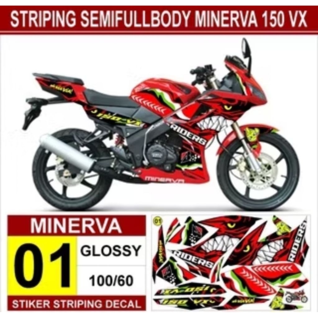 STRIPING STIKER DECAL VARIASY MINERVA 150 VX SEMIFULBODY MOTOR MINERVA 150 VX VARIASY SHAK