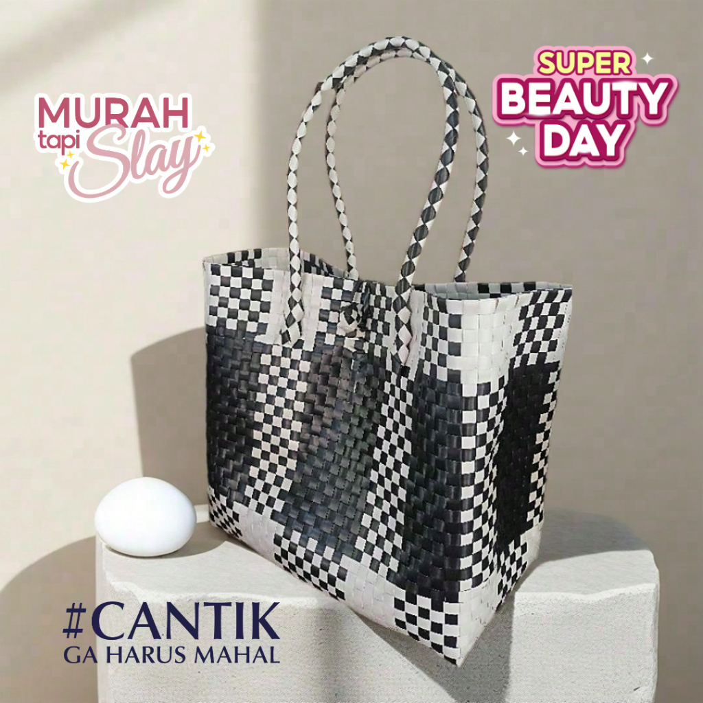 Tas Hajatan Anyaman Plastik Super Jumbo Keranjang Berkat Kotak Nasi Mewah Elegan Grosir Murah