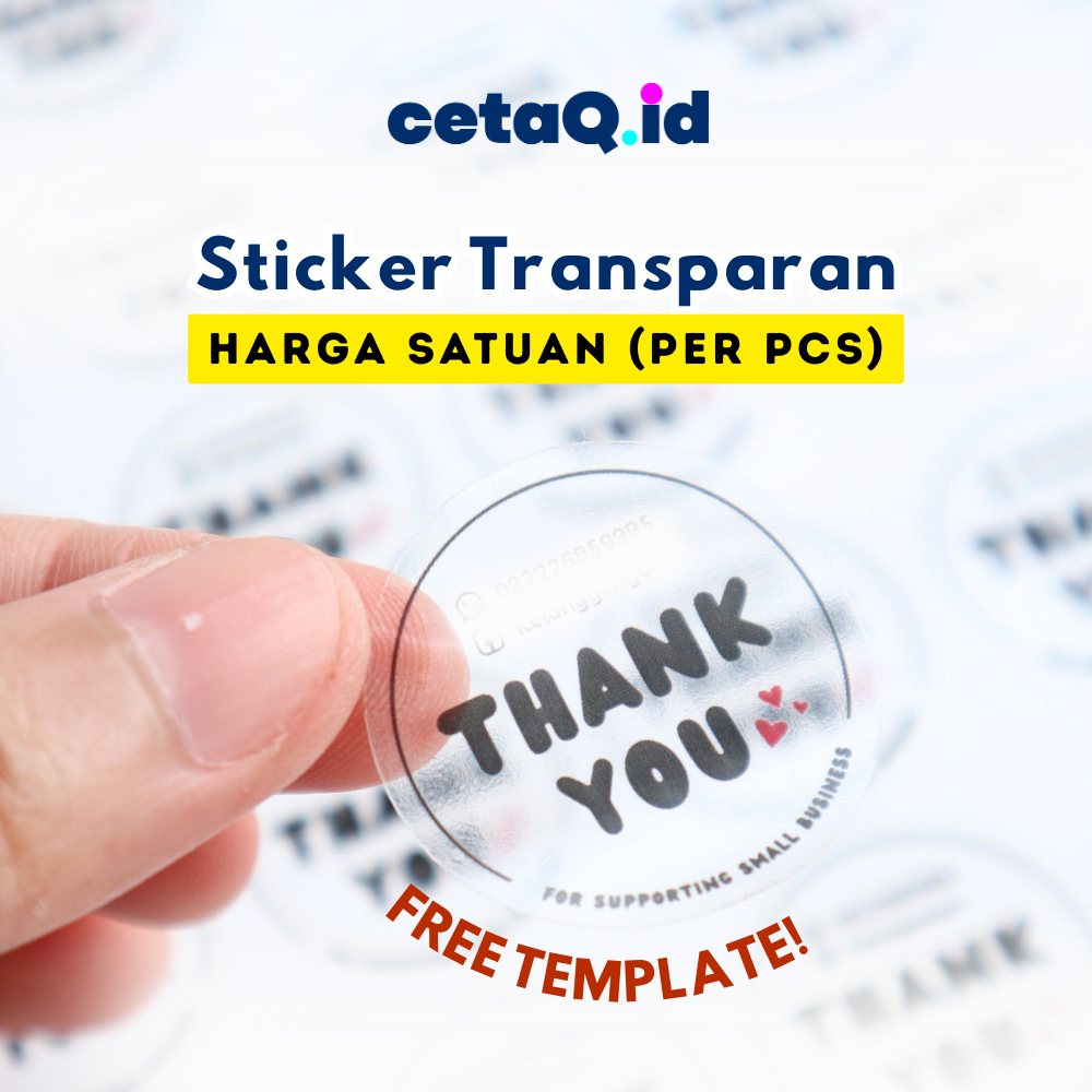 

Cetaq.id Sticker Transparan Custom Bulat, Stiker Bening Waterproof Anti Air, Stiker Segel Thank you