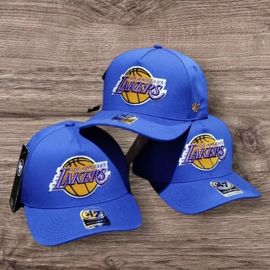 Topi Basket Warna Biru Lakers Original Logo Bordir Best Premium Quality