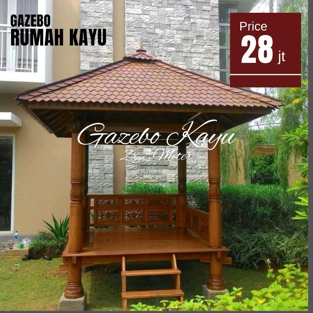 Gazebo Kayu Jati | Gazebo Jepara | Gazebo Minimalis