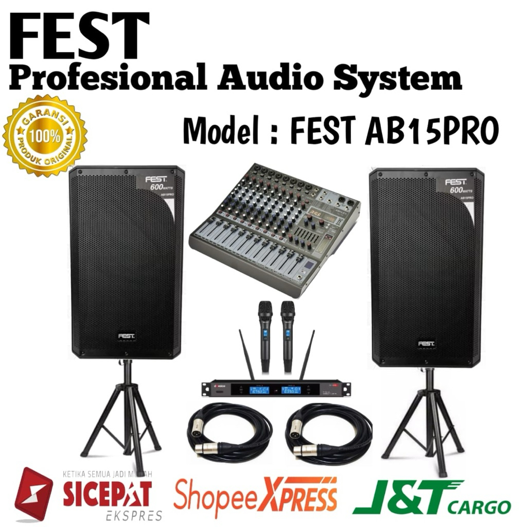 Paket Sound System Speaker Aktif Fest Ab15pro Original Speaker Aktif Fest 15inch