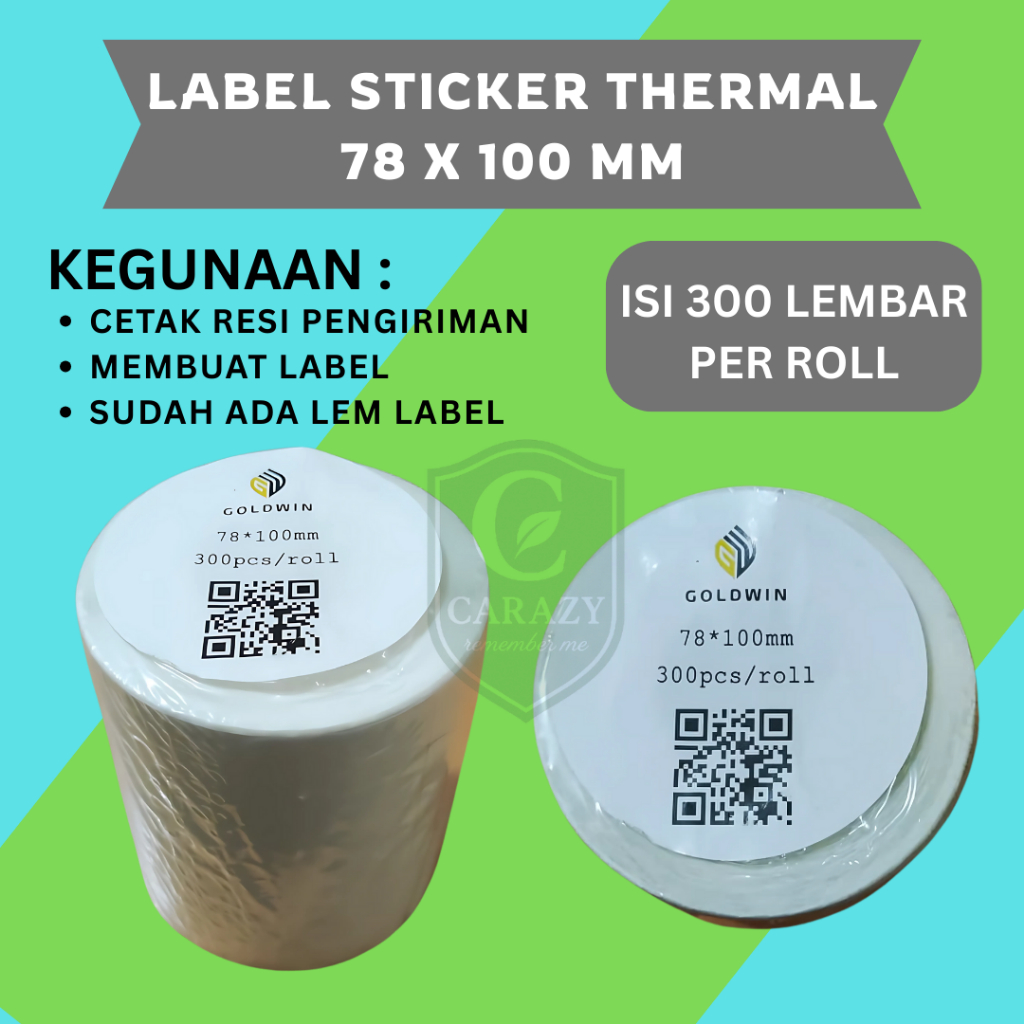 

Goldwin Label Sticker Thermal 78x100mm 300 Lembar/Roll – Stiker Resi Pengiriman Printer