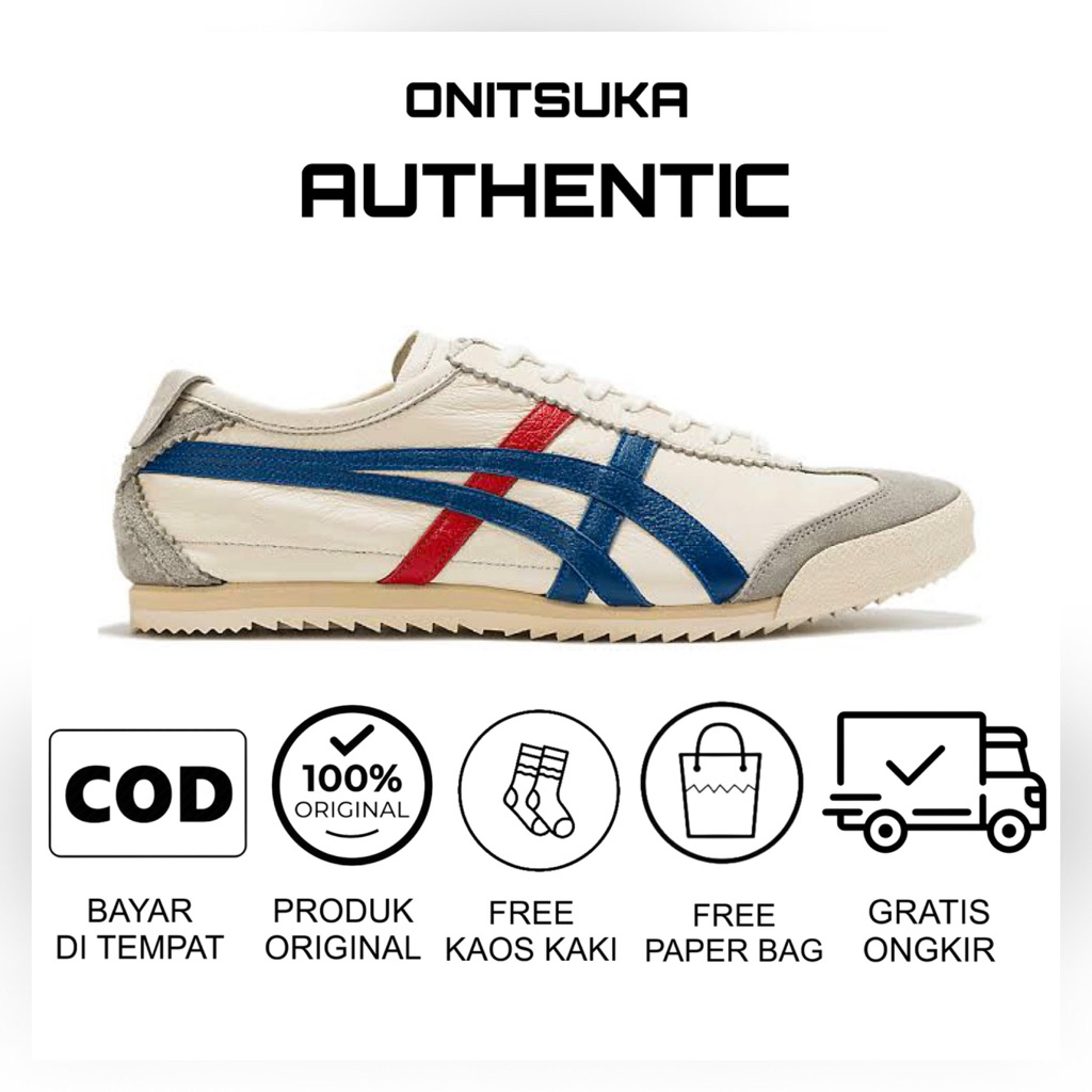 Sepatu onitsuka japan cream blue red sepatu wanita sepatu pria unisex original