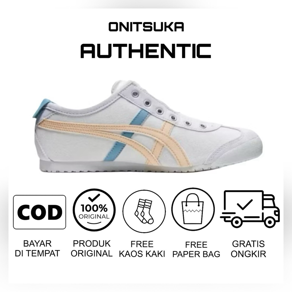 sepatu slip on wanita onitsuka mexico 66 slip on blue yellow original