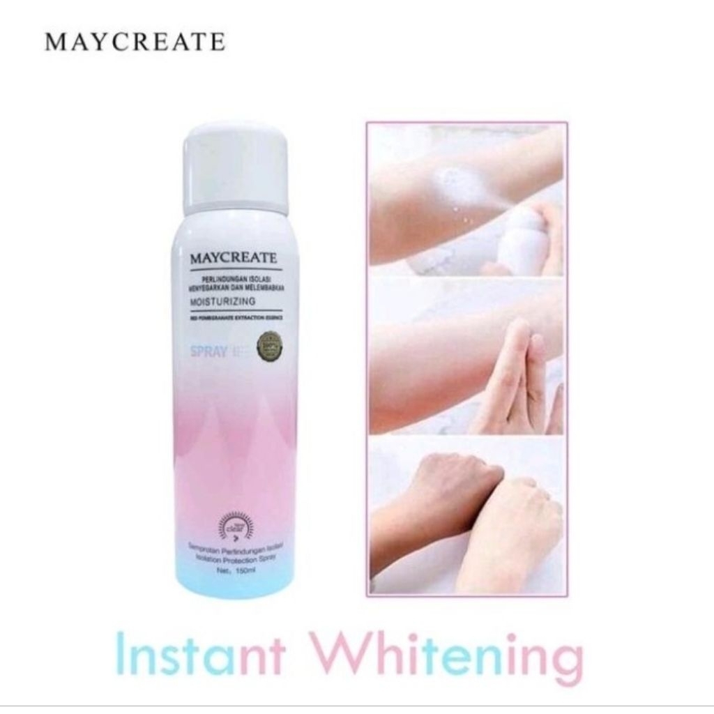 Maycreate Whitening Spray Original 100% BPOM / Pemutih Instant /  150ml SPF 50 Glowing
