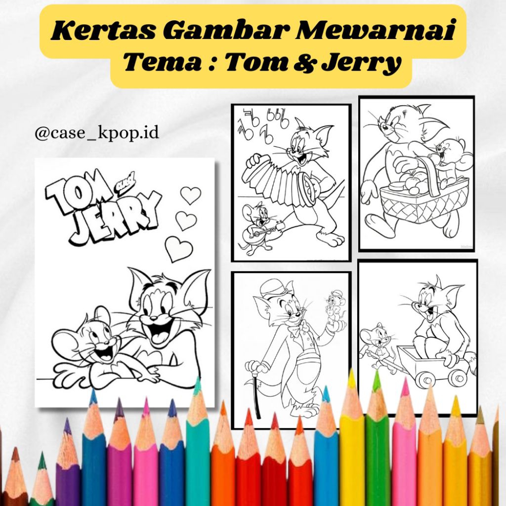 

20 LEMBAR KERTAS MEWARNAI ANAK TEMA TOM & JERRY (READY LANGSUNG KIRIM)
