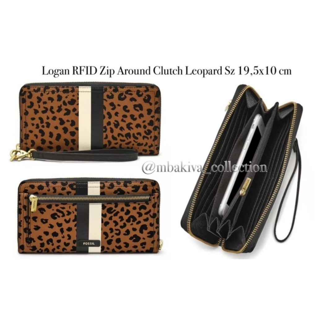 FOS Logan RFID Zip Around Clutch Leopard