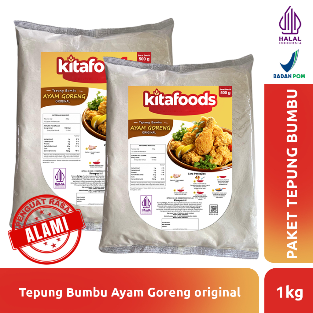 

Kitafoods Paket 1 TPG (Tepung Ayam Original 500gr @2PCS) Tanpa Penguat Rasa