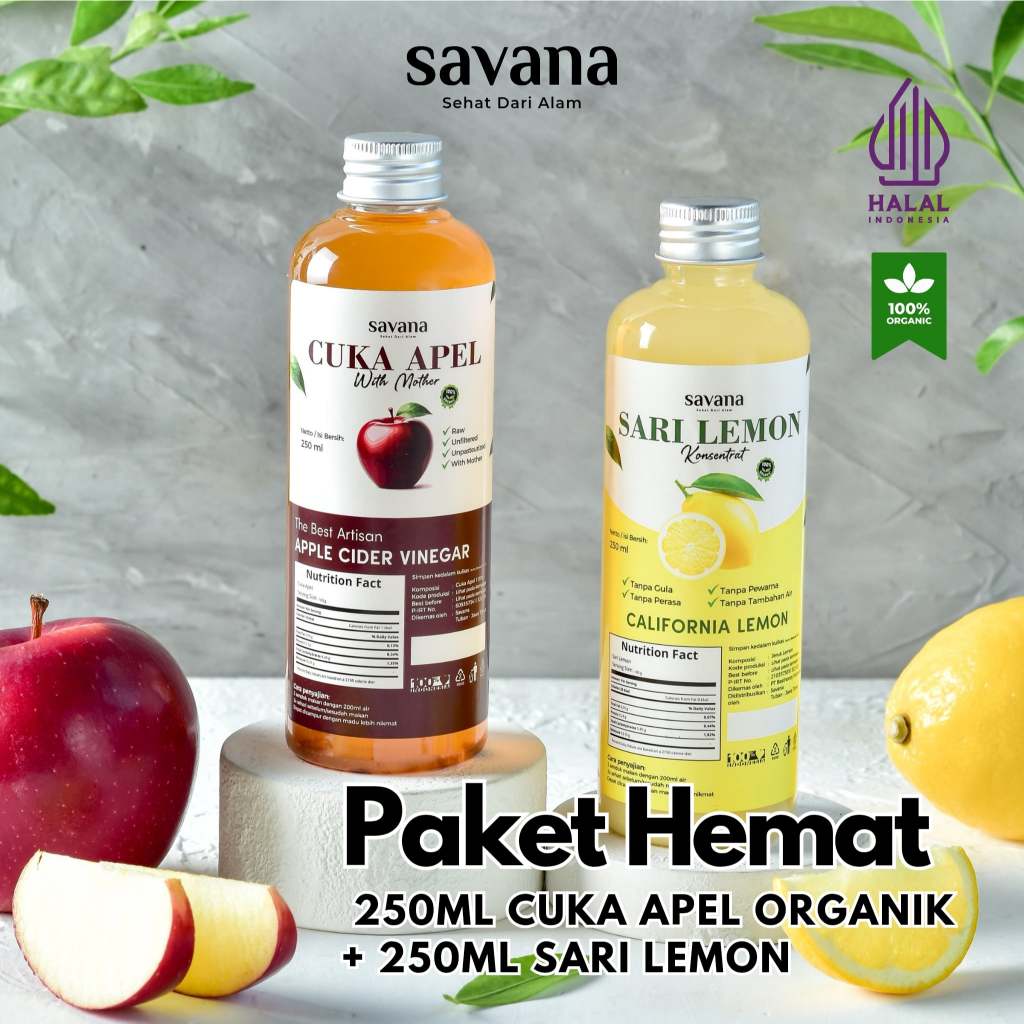 

[Bundling] Sari Lemon 250ml & Cuka Apel 250ml Savana Healthy