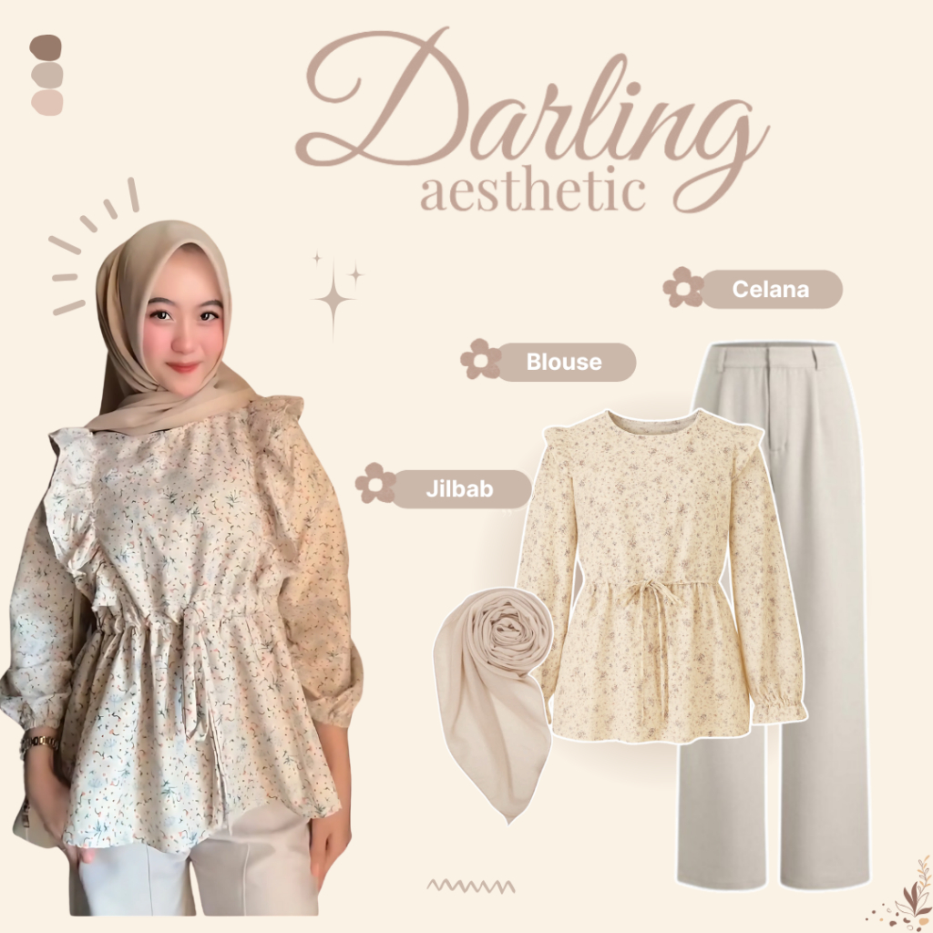 One Set Wanita Kiyomi Outfit Hijab Style [ Celana + Kiyomi Blouse + Jilbab ] Setelan - AS113N