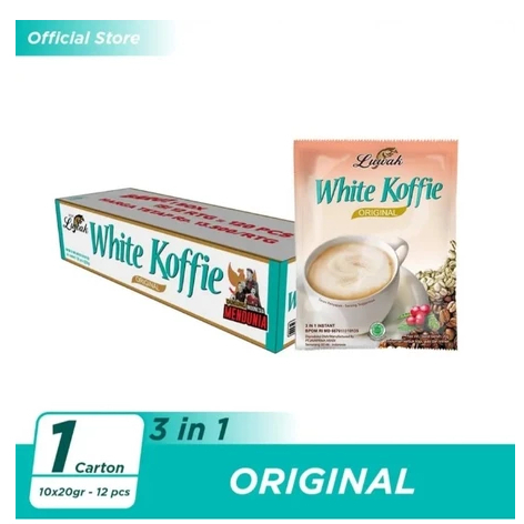 

Luwak White Koffie Original 1 Dus 20gr x 10pcs x 12rcg - Kopi Instan