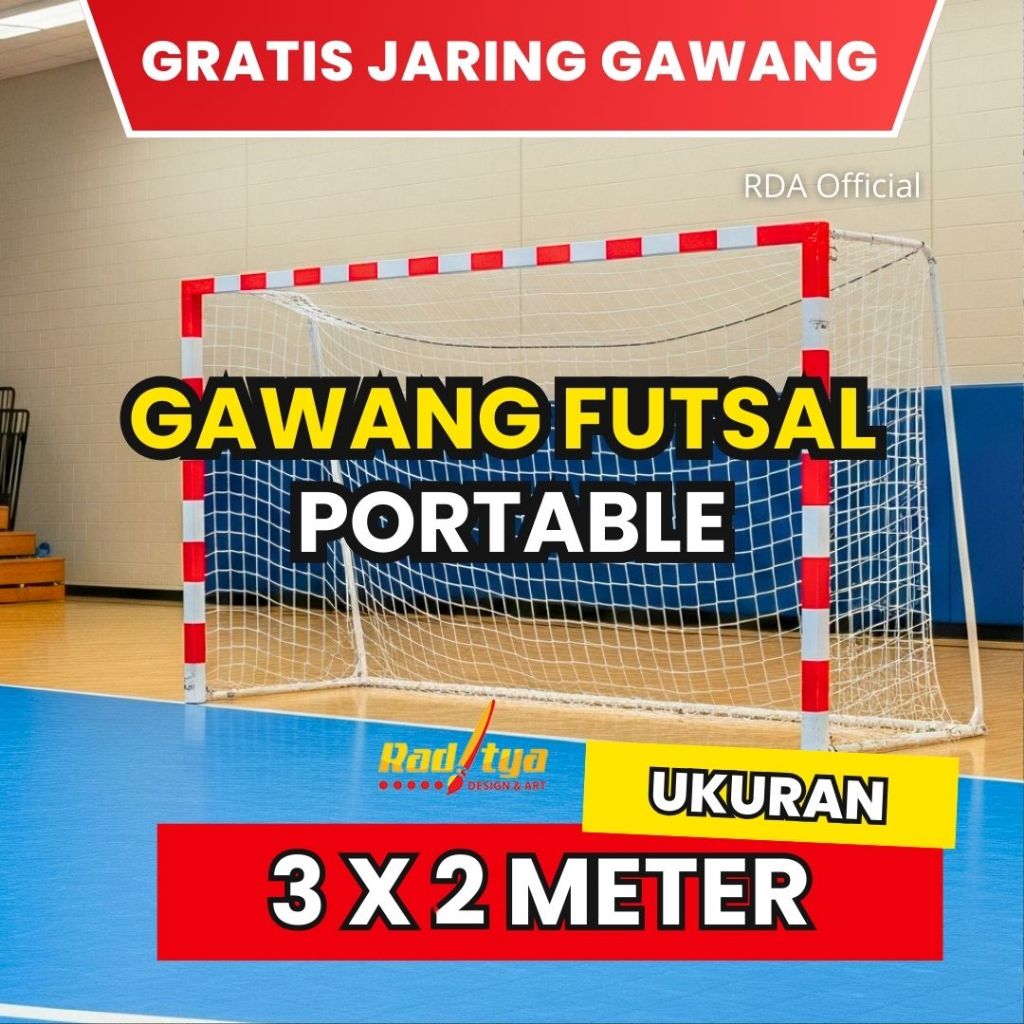 Gawang Futsal Portable 3x2 Meter Besi Galvanis Tebal 1.8mm – Kokoh & Tahan Lama