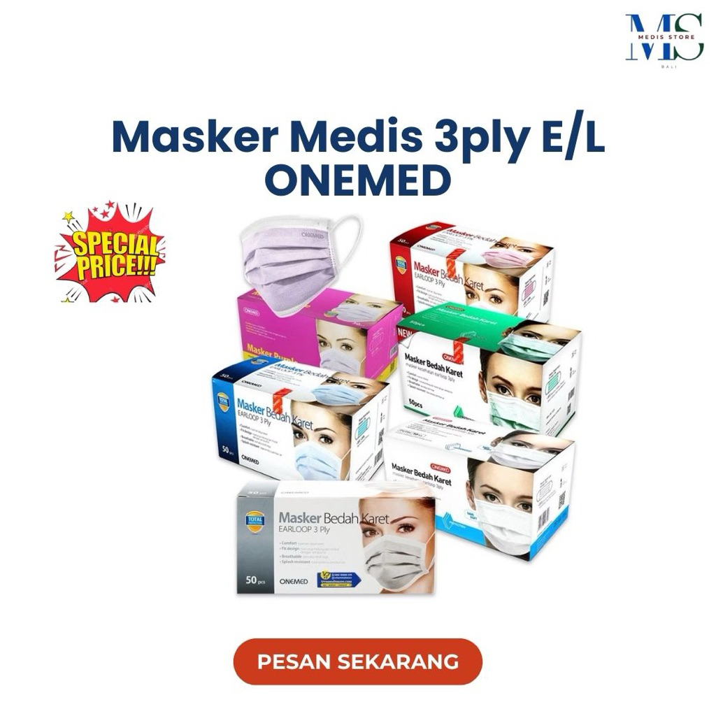 Masker onemed | Masker medis| Masker medis onemed| Masker medis e/l onemed isi 50 |Masker earloop on