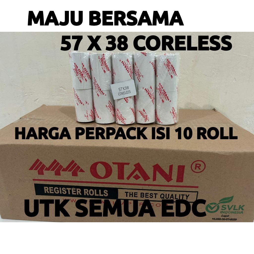 

Thermal Paper Kertas Struk 57x38,1Pack isi 10Roll, Merk Otani