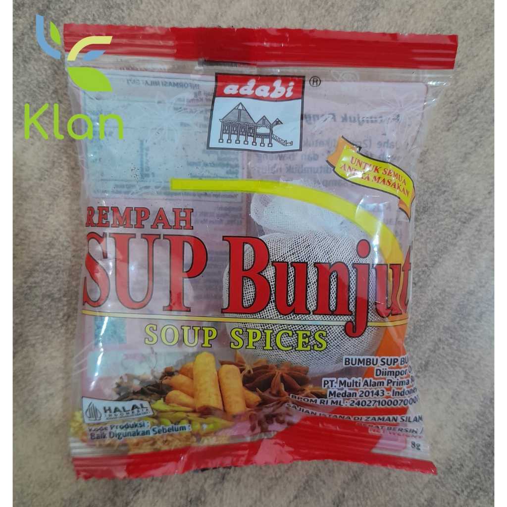 

ADABI REMPAH BUMBU SUP BUNJUT SACHET 8GR/ REMPAH SOP BUNJUT/ SOUP SPICES