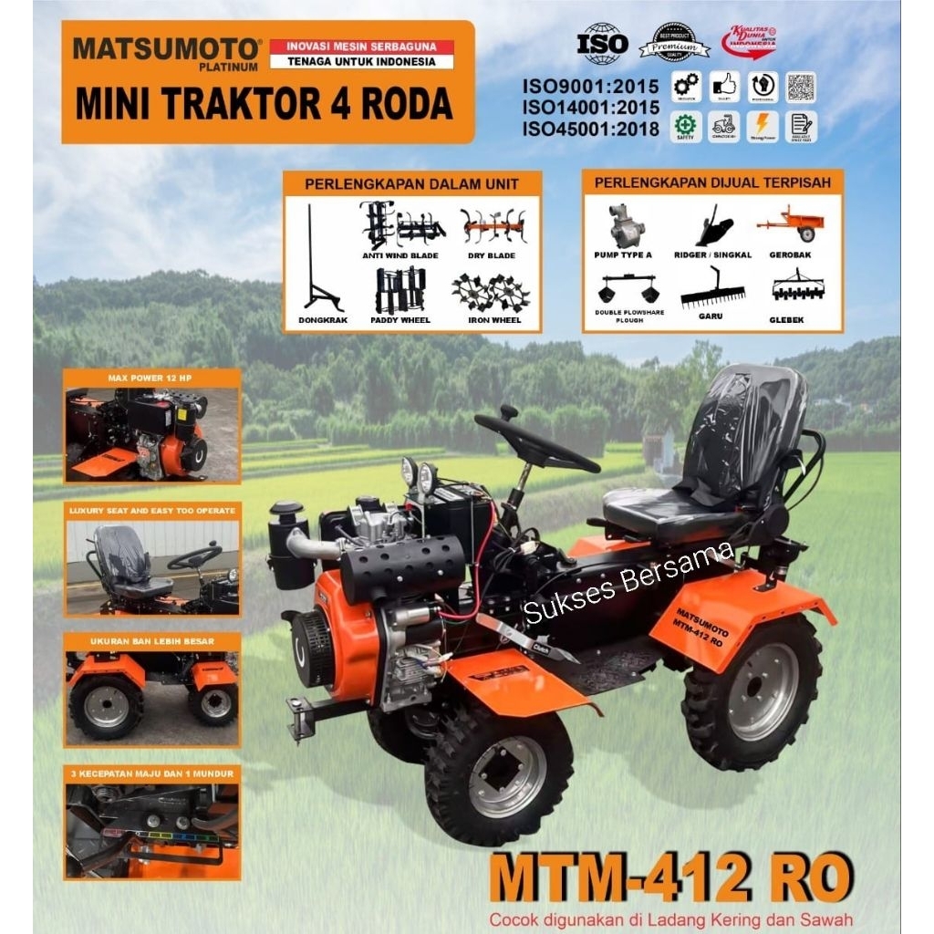 Traktor Mini 4 Roda Matsumoto MTM-412 (Bisa Lahan Basah&Kering)