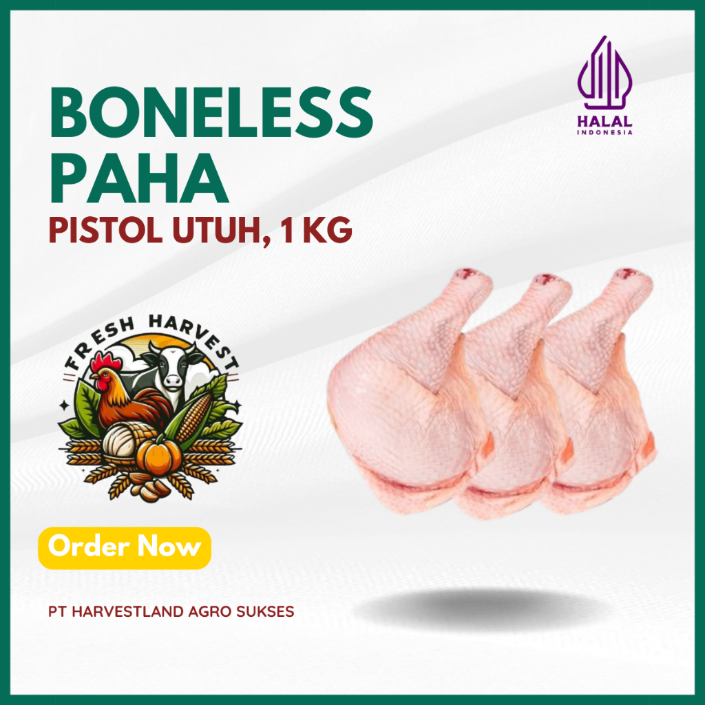 

Daging Ayam Paha Utuh / Paha Pistol / Whole Chicken Leg (FRESH & FROZEN) kemasan 1Kg HARVESTLAND