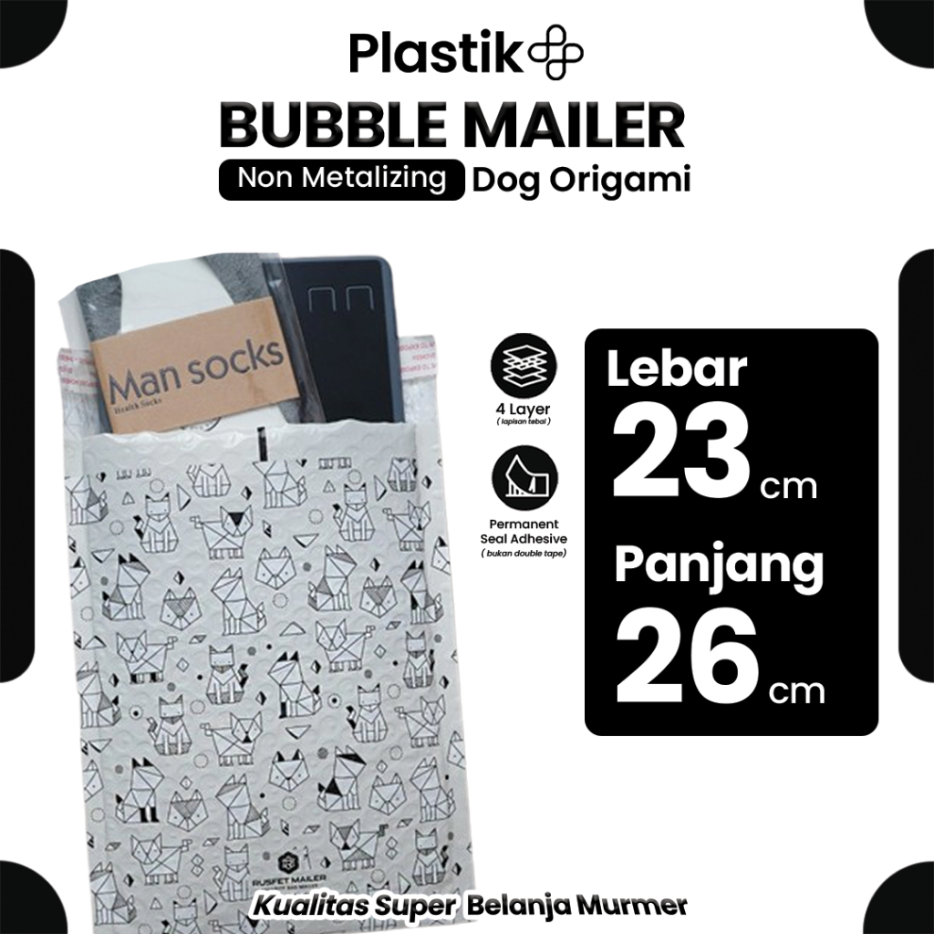 

Amplop Bubble Mailer Bubble Packing Murah Varian Dog Origami 23x26cm