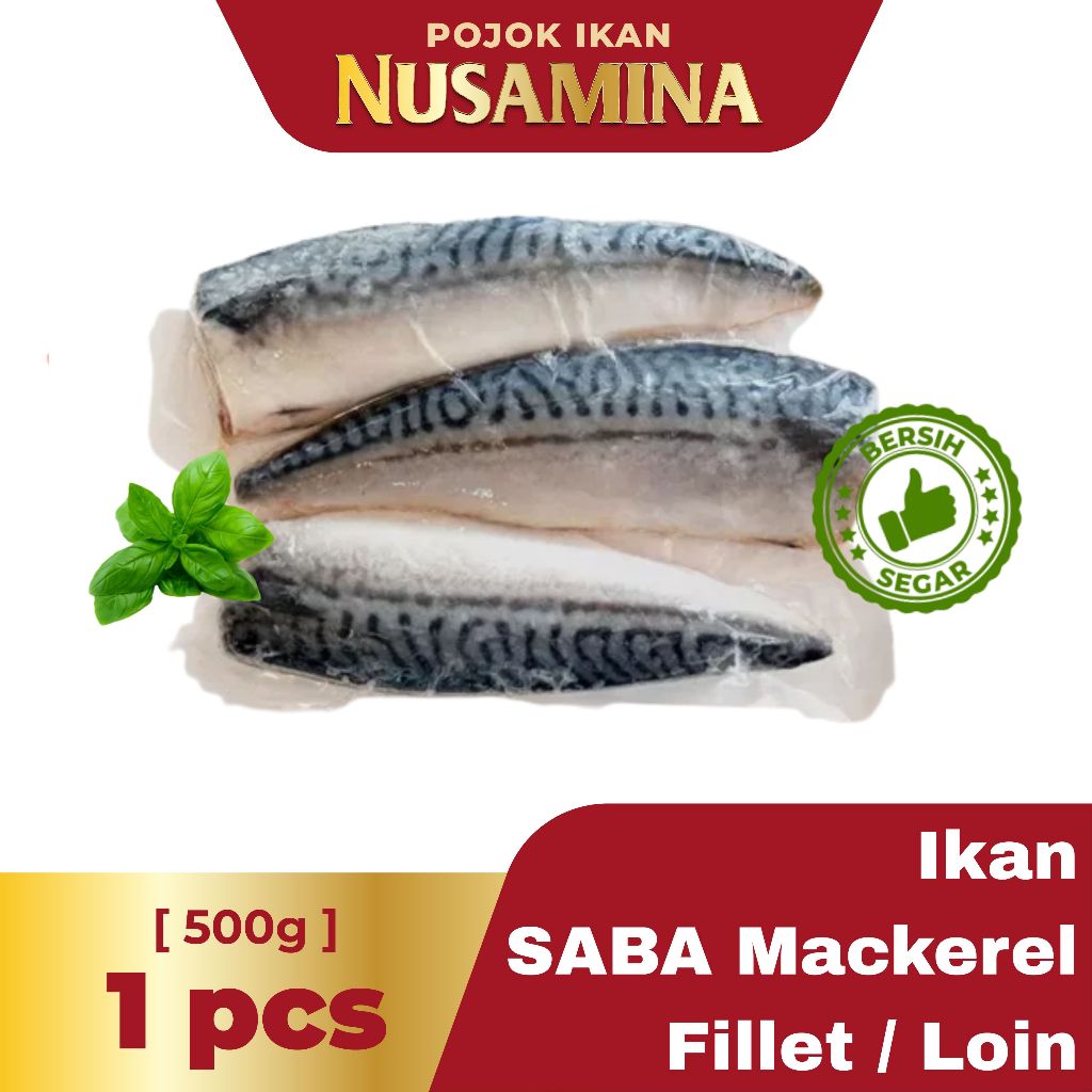 

Nusamina Ikan Saba Mackarel Fillet Loin Bersih Segar Frozen 1 pcs 500gr