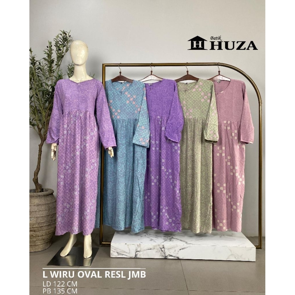{Ld 122 CM} Daster Huza Batik Pekalongan ll Longdres Wiru Oval Resl Jumbo