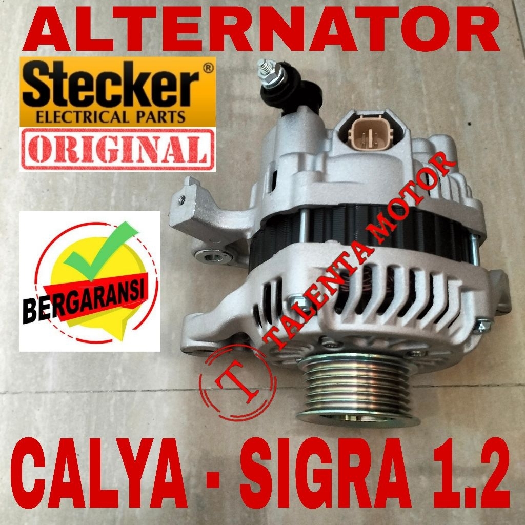 BERGARANSI. ALTERNATOR DINAMO AMPER CALYA 1.2 + SIGRA 1.2 AMPERE ISI MERK STECKER ORIGINAL