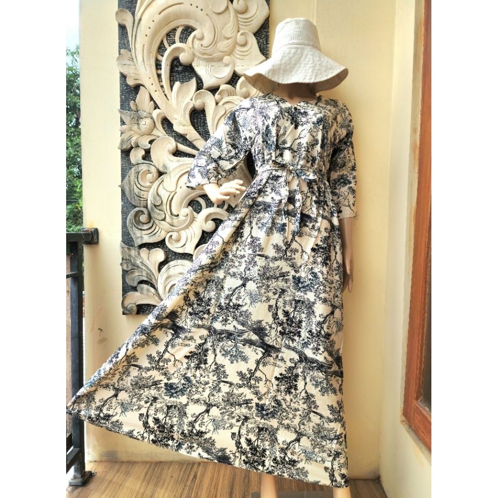 DRESS MOZA PANJANG LENGAN 7/8/DRESS KIMONO PANJANG TALI K1