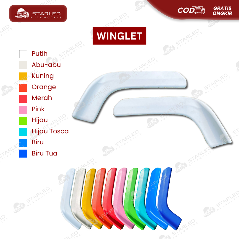 PAKET COMBO WINGLET UNIVERSAL DEPAN BUMPER WARNA MOBIL TRUK BUS BEMPER HIDROLIK TOWING STRAP PLAT JD