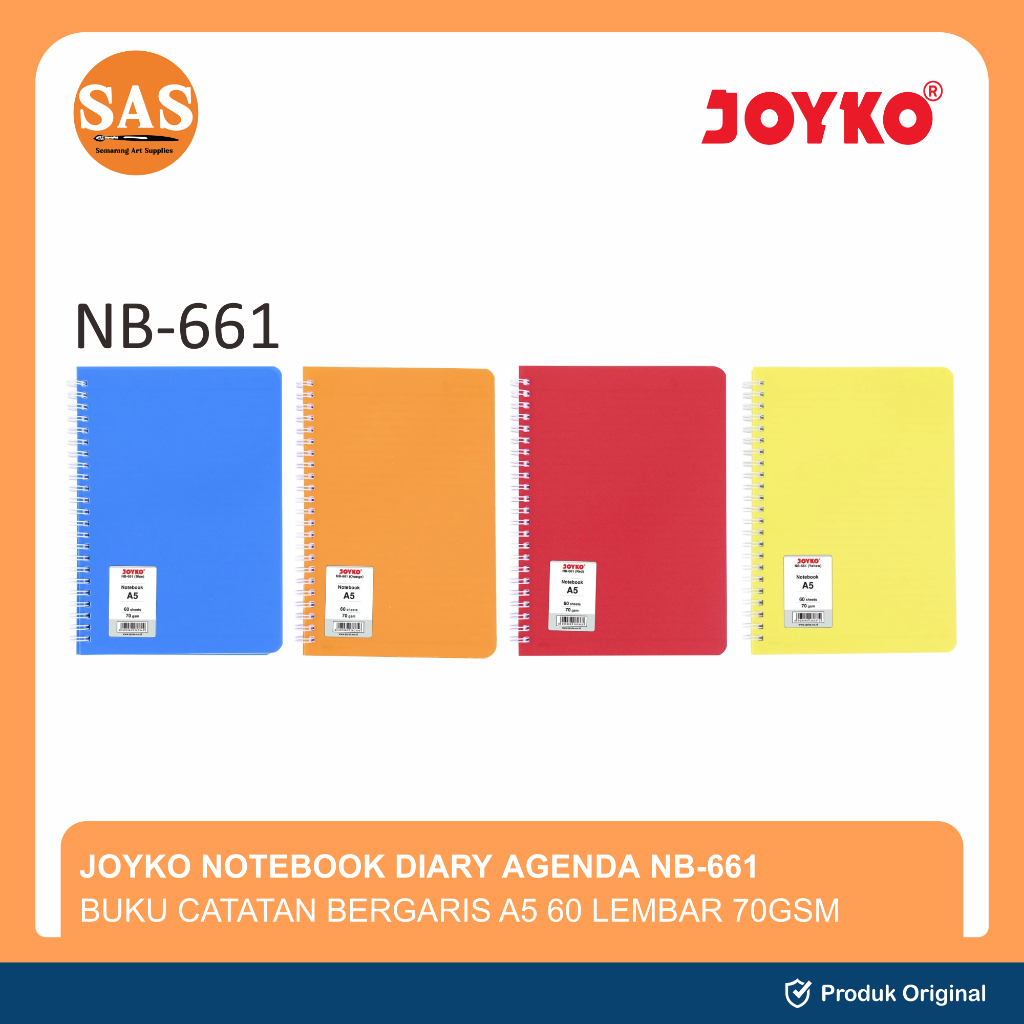 

Joyko A5 Notebook Diary Agenda NB-661 - 60 lembar 70 GSM - Buku Catatan Bergaris - SAS
