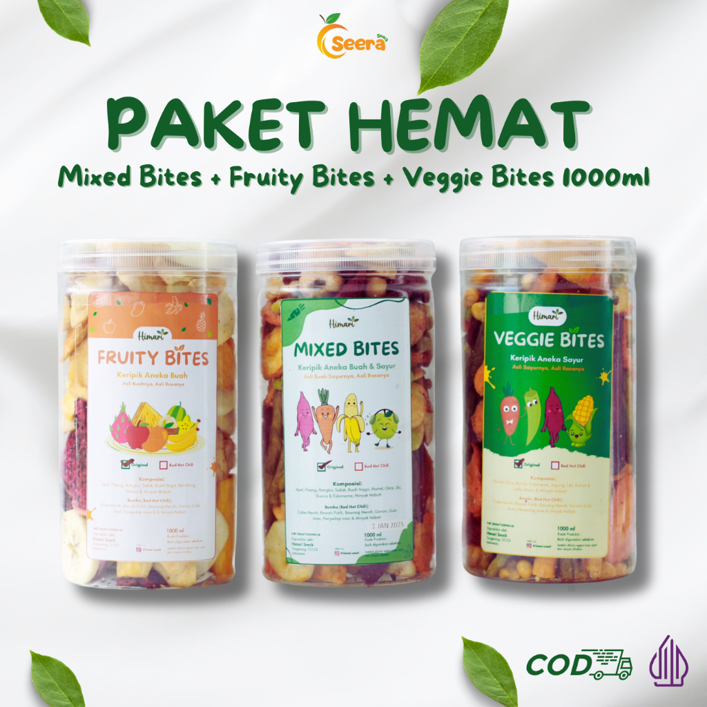 

Seera Snack Paket Kombo Hemat Mix Buah Sayur | Mix Buah | Mix Sayur isi 3 Cemilan Sehat Termurah