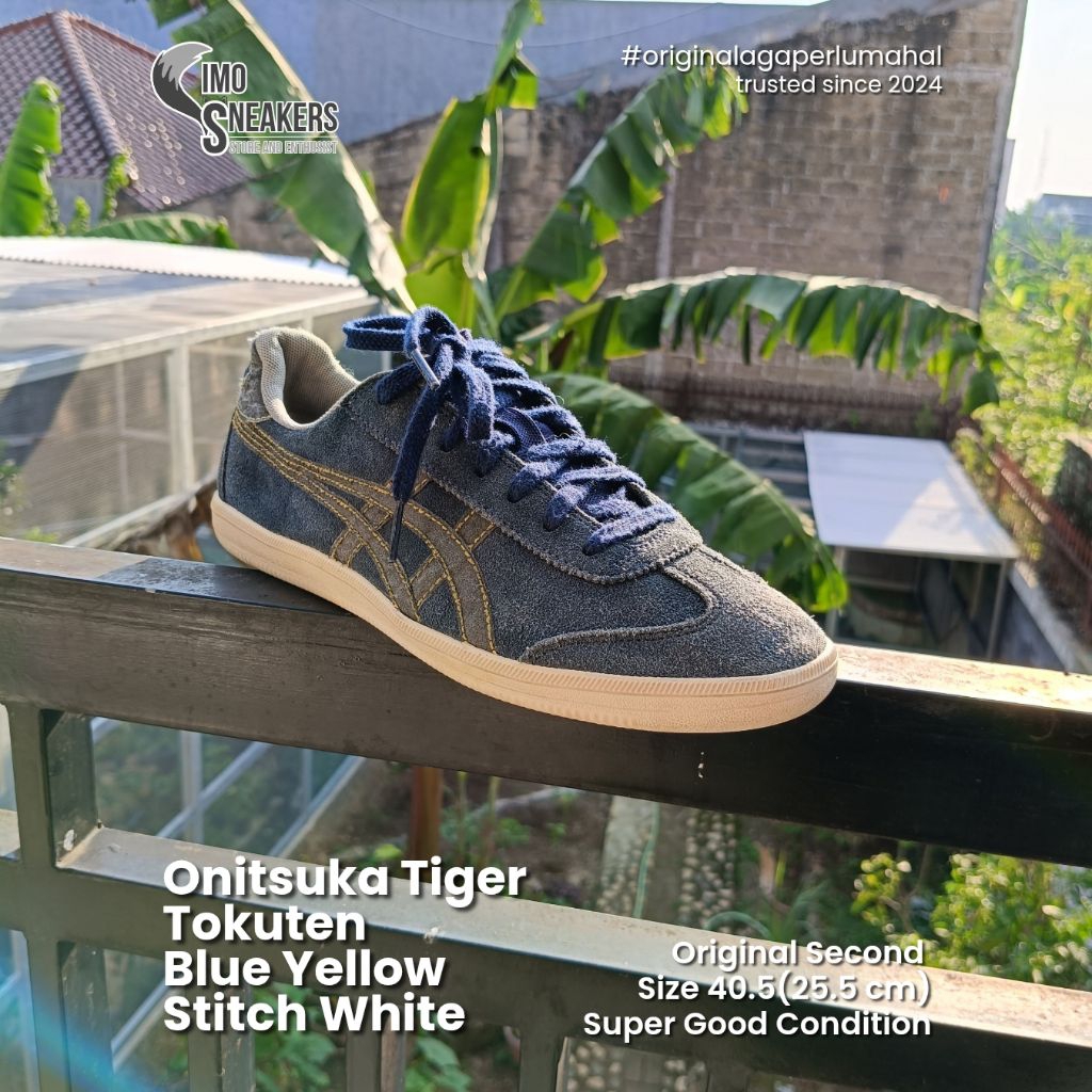 Size 40.5 | Onitsuka Tiger Tokuten Biru Kuning Putih Sepatu Sneakers Unisex Second Original