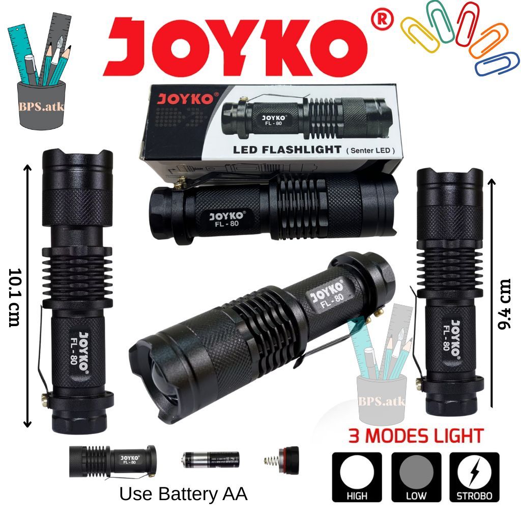(1 pcs) Senter JOYKO LED Flashlight Senter LED Joyko FL-80 Senter Kecil / Mini