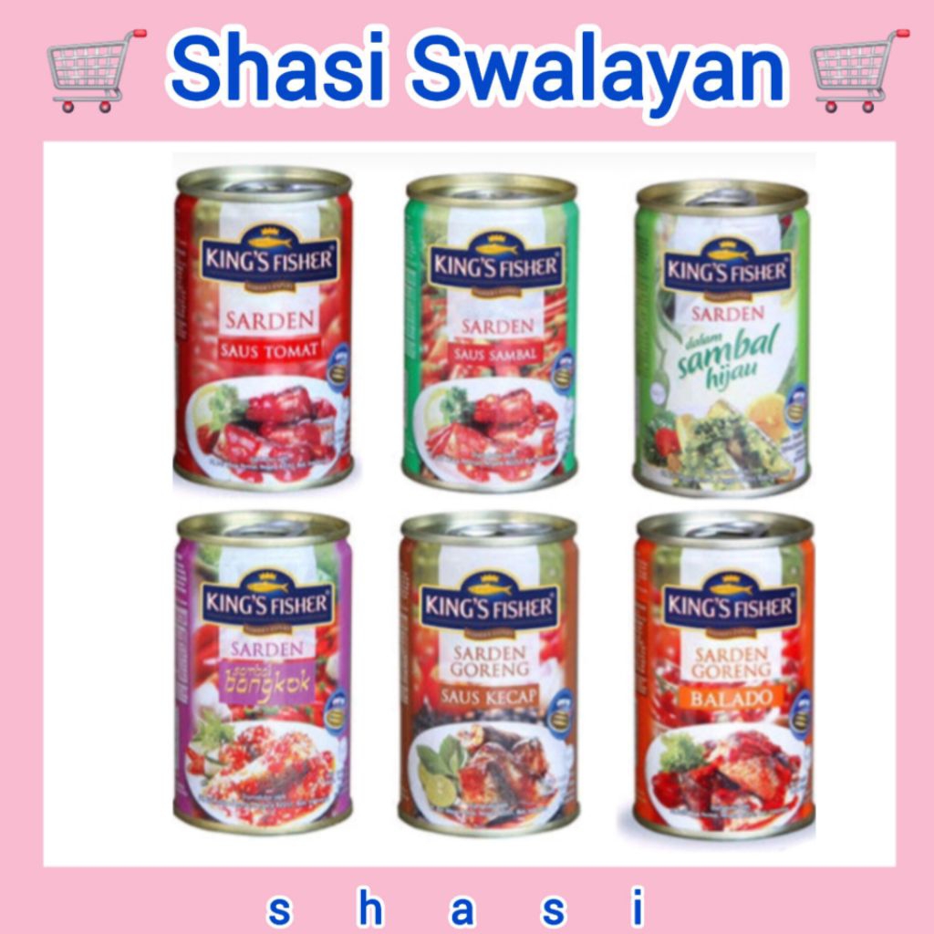 

KING FISHER Sarden Besar 425 gram - Sardines/ Mackarel/ Saus Bangkok/ Kecap/ Tomat/ Sambal/ Balado