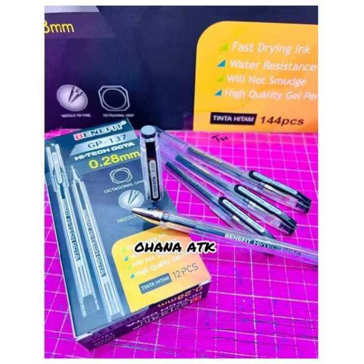 

( 4 BIJI ) Pulpen/Gel Pen Hi-Tech H BENEFIT PERSEGI GP-137 0,28 mm BENEFIT KENKO