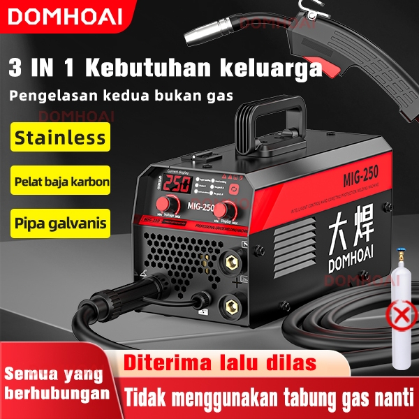 DOMHOAI Mesin Las MIG mesin las listrik las mig 450 WATT Tanpa Gas Portabel Tampilan Digital Definis