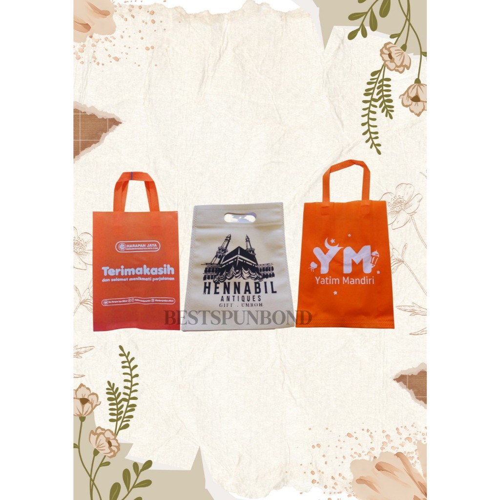 PRODUK CUSTOM SABLON TAS SPUNDBOND MODEL HANDLE LIPAT SAMPING