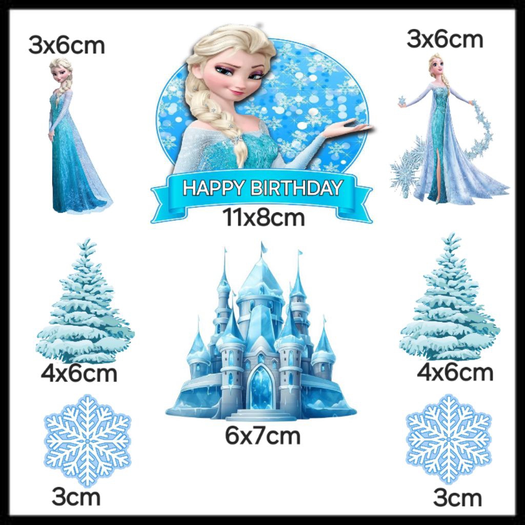 Topper Cake / Hiasan Kue Tambah Nama, Motif Frozen Elsa