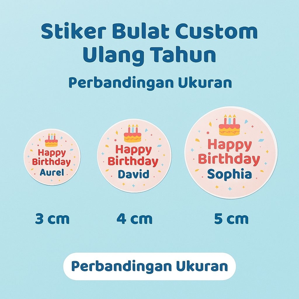 

Stiker Bulat Custom Ulang Tahun – ukuran (3cm/4cm/5cm) Cetak Nama & Tema