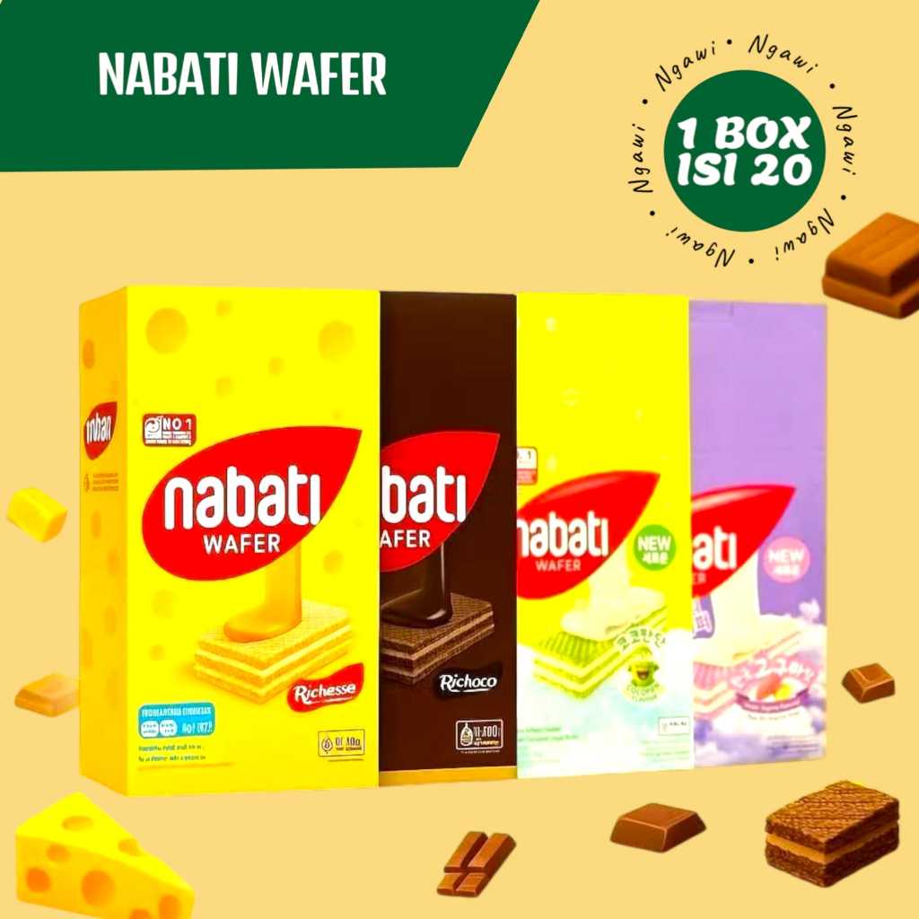 

NABATI WAFER 132 GR, NABATI WAFER COKLAT, KEJU, PANDAN, GOGUMA