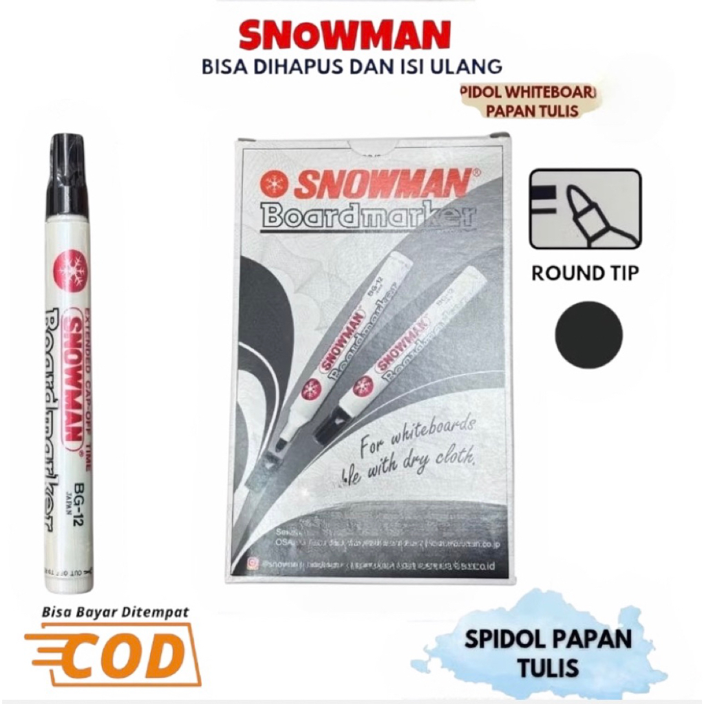 

Spidol Snowman WhiteBoard Maker BG 12 ( bisa di hapus ) 1 pcs