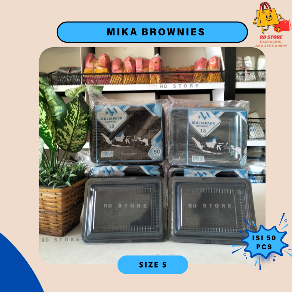 MIKA BROWNIES KOTAK S ISI 50 PCS MIKA BROWNIES DENGAN TUTUP MIKA BROWNIES KECIL MIKA BROWNIES S