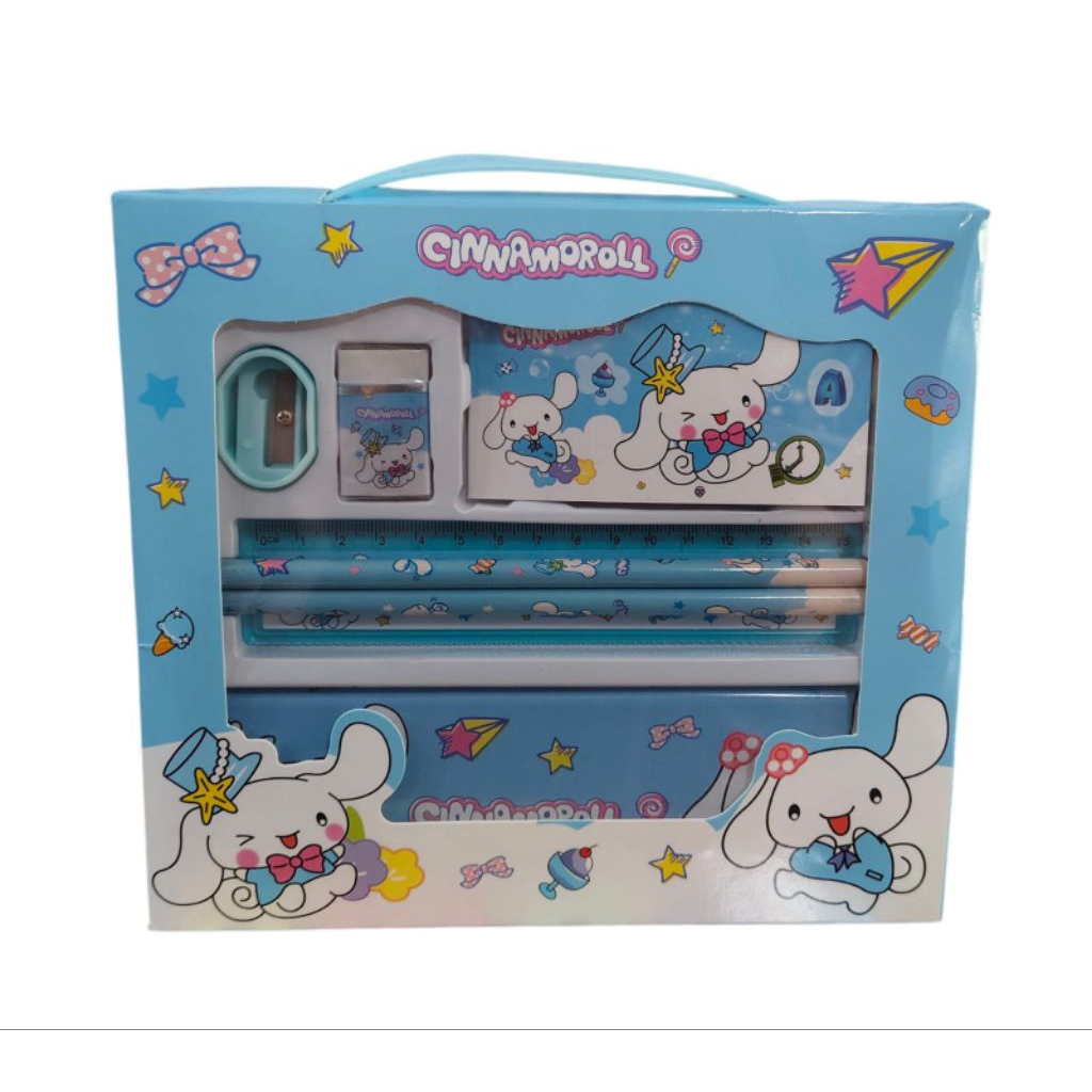 

(1 SET) Study Set Melody Dan Cinamorolll / 1 Set Isi Tepak Dan Alat Tulis / Study Set 8002