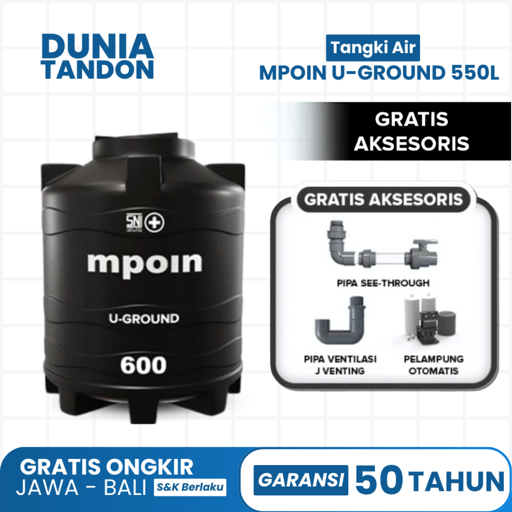 Tandon Tangki Toren Air Mpoin U-Ground 550 Liter UG600
